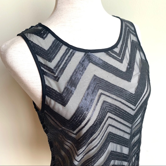 BANANA Republic Chevron sequined tank top Black 6 Going out top - Picture 3 of 8